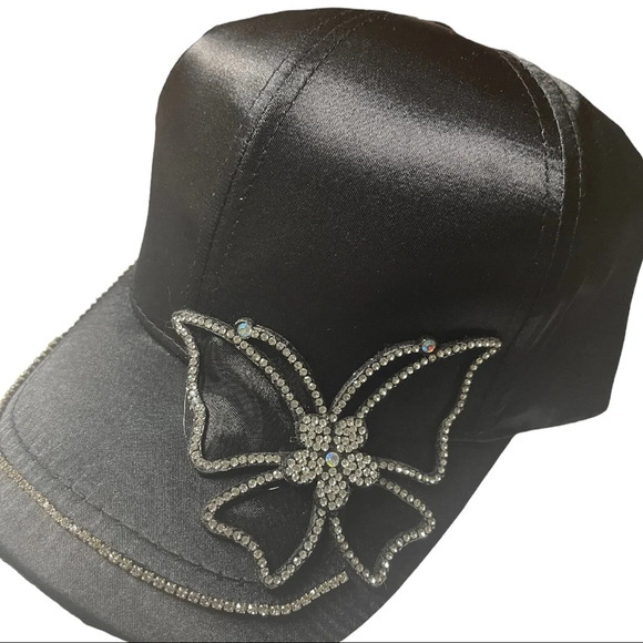 NEW Rhinestone Satin Baseball Cap - Picture 3 of 4